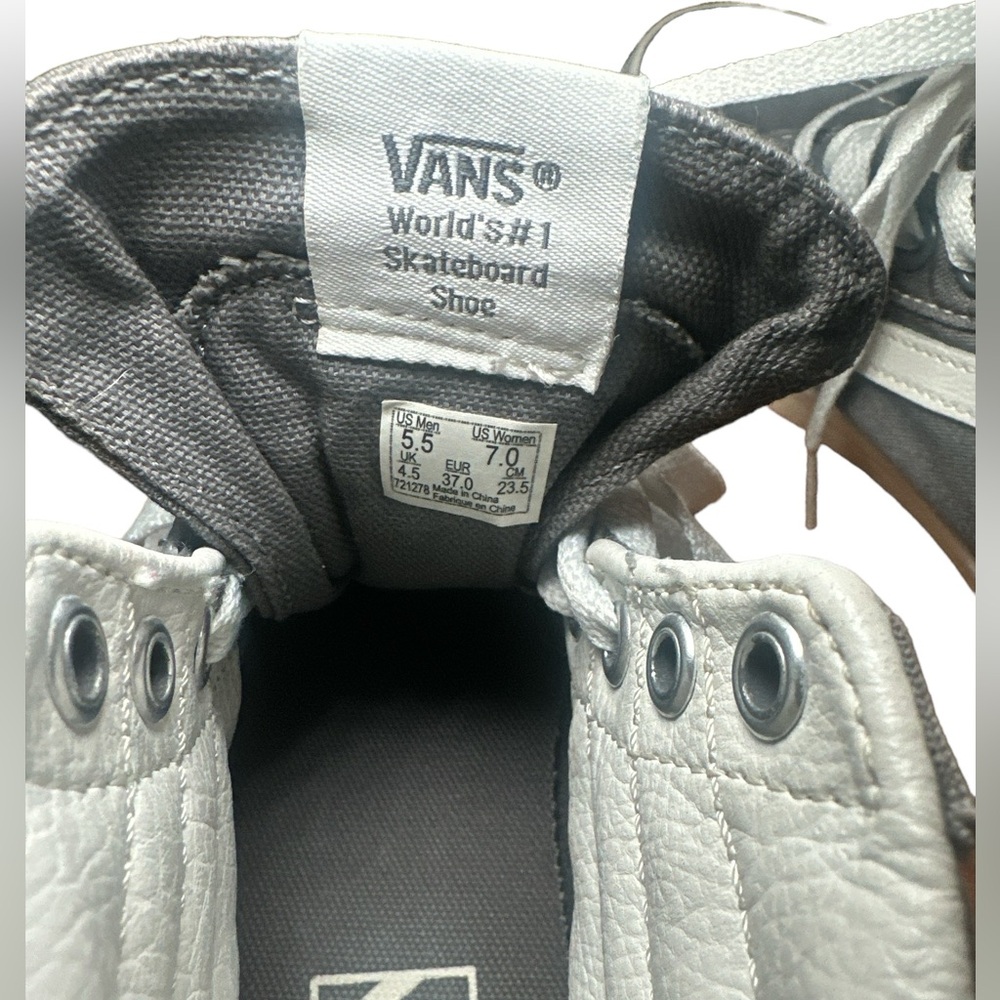 Vans Off The Wall High Top Gray White  Mens 5.5 Womens 7 Skate Shoes - Picture 5 of 8